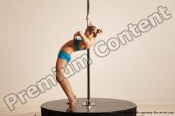 Underwear Gymnastic poses Woman White Moving poses Slim long blond Dynamic poses Academic